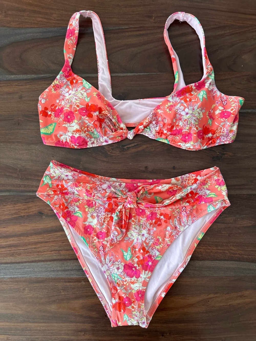 Victoria's Secret NWOT Pink Floral Bikini Set Large
